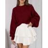 imagePRETTYGARDEN Sweaters for Women 2025 Fall Chunky Knit Long Sleeve Crew Neck Oversized Pullover Tops Winter Fashion ClothingBurgundy