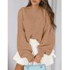 imagePRETTYGARDEN Sweaters for Women 2025 Fall Chunky Knit Long Sleeve Crew Neck Oversized Pullover Tops Winter Fashion ClothingKhaki