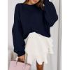 imagePRETTYGARDEN Sweaters for Women 2025 Fall Chunky Knit Long Sleeve Crew Neck Oversized Pullover Tops Winter Fashion ClothingNavy Blue