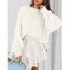 imagePRETTYGARDEN Sweaters for Women 2025 Fall Chunky Knit Long Sleeve Crew Neck Oversized Pullover Tops Winter Fashion ClothingWhite