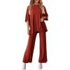 imagePRETTYGARDEN Two Piece Sets For Women Summer Fashion Lounge Matching Set 2025 Travel Vacation Airport Outfits ClothingBrick Red