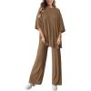 imagePRETTYGARDEN Two Piece Sets For Women Summer Fashion Lounge Matching Set 2025 Travel Vacation Airport Outfits ClothingDark Khaki