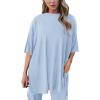 imagePRETTYGARDEN Two Piece Sets For Women Summer Fashion Lounge Matching Set 2025 Travel Vacation Airport Outfits ClothingLight Blue