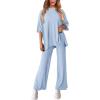 imagePRETTYGARDEN Two Piece Sets For Women Summer Fashion Lounge Matching Set 2025 Travel Vacation Airport Outfits ClothingLight Blue