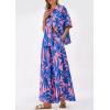 imagePRETTYGARDEN Womens 2 Piece Beach Vacation Outfit 2025 Casual Summer Floral Button Down Shirt Wide Leg Pants Matching SetsFloral Pink Blue