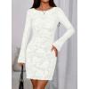 imagePRETTYGARDEN Womens 2025 Fall Fashion Floral Long Sleeve Mini Dress Mesh Bodycon Short Party Date Night Going Out DressesFloral White