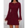 imagePRETTYGARDEN Womens 2025 Fall Fashion Floral Long Sleeve Mini Dress Mesh Bodycon Short Party Date Night Going Out DressesFloral Wine Red