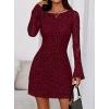 imagePRETTYGARDEN Womens 2025 Fall Fashion Floral Long Sleeve Mini Dress Mesh Bodycon Short Party Date Night Going Out DressesFloral Wine Red