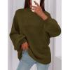 imagePRETTYGARDEN Womens 2025 Fall Oversized Sweaters Chunky Knit Mock Neck Long Sleeve Casual Trendy Pullover Winter ClothesArmy Green