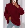 imagePRETTYGARDEN Womens 2025 Fall Oversized Sweaters Chunky Knit Mock Neck Long Sleeve Casual Trendy Pullover Winter ClothesBurgundy
