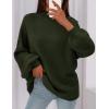 imagePRETTYGARDEN Womens 2025 Fall Oversized Sweaters Chunky Knit Mock Neck Long Sleeve Casual Trendy Pullover Winter ClothesDark Army Green