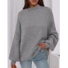 imagePRETTYGARDEN Womens 2025 Fall Oversized Sweaters Chunky Knit Mock Neck Long Sleeve Casual Trendy Pullover Winter ClothesDark Grey