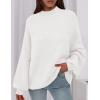 imagePRETTYGARDEN Womens 2025 Fall Oversized Sweaters Chunky Knit Mock Neck Long Sleeve Casual Trendy Pullover Winter ClothesWhite