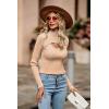 imagePRETTYGARDEN Womens 2025 Fashion Fall Clothes 2 Piece Cutout Tops Long Sleeve Mock Neck Rib Knit Winter Pullover SweaterApricot