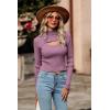 imagePRETTYGARDEN Womens 2025 Fashion Fall Clothes 2 Piece Cutout Tops Long Sleeve Mock Neck Rib Knit Winter Pullover SweaterBean Paste Purple
