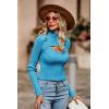 imagePRETTYGARDEN Womens 2025 Fashion Fall Clothes 2 Piece Cutout Tops Long Sleeve Mock Neck Rib Knit Winter Pullover SweaterBlue