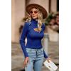 imagePRETTYGARDEN Womens 2025 Fashion Fall Clothes 2 Piece Cutout Tops Long Sleeve Mock Neck Rib Knit Winter Pullover SweaterDark Royal Blue