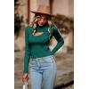 imagePRETTYGARDEN Womens 2025 Fashion Fall Clothes 2 Piece Cutout Tops Long Sleeve Mock Neck Rib Knit Winter Pullover SweaterLake Green