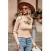 imagePRETTYGARDEN Womens 2025 Fashion Fall Clothes 2 Piece Cutout Tops Long Sleeve Mock Neck Rib Knit Winter Pullover SweaterLight Khaki