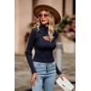 imagePRETTYGARDEN Womens 2025 Fashion Fall Clothes 2 Piece Cutout Tops Long Sleeve Mock Neck Rib Knit Winter Pullover SweaterNavy