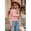 imagePRETTYGARDEN Womens 2025 Fashion Fall Clothes 2 Piece Cutout Tops Long Sleeve Mock Neck Rib Knit Winter Pullover SweaterPink