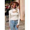 imagePRETTYGARDEN Womens 2025 Fashion Fall Clothes 2 Piece Cutout Tops Long Sleeve Mock Neck Rib Knit Winter Pullover SweaterWhite