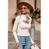 imagePRETTYGARDEN Womens 2025 Fashion Fall Clothes 2 Piece Cutout Tops Long Sleeve Mock Neck Rib Knit Winter Pullover SweaterWhite