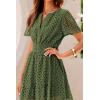 imagePRETTYGARDEN Womens 2025 Summer Short Dress V Neck Short Sleeve A Line Hollow Out Lace Ruffle Cute Casual Beach Party DressesArmy Green