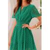 imagePRETTYGARDEN Womens 2025 Summer Short Dress V Neck Short Sleeve A Line Hollow Out Lace Ruffle Cute Casual Beach Party DressesDark Green