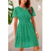imagePRETTYGARDEN Womens 2025 Summer Short Dress V Neck Short Sleeve A Line Hollow Out Lace Ruffle Cute Casual Beach Party DressesGreen