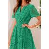 imagePRETTYGARDEN Womens 2025 Summer Short Dress V Neck Short Sleeve A Line Hollow Out Lace Ruffle Cute Casual Beach Party DressesGreen