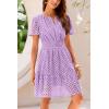 imagePRETTYGARDEN Womens 2025 Summer Short Dress V Neck Short Sleeve A Line Hollow Out Lace Ruffle Cute Casual Beach Party DressesPurple