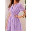 imagePRETTYGARDEN Womens 2025 Summer Short Dress V Neck Short Sleeve A Line Hollow Out Lace Ruffle Cute Casual Beach Party DressesPurple