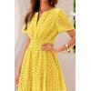 imagePRETTYGARDEN Womens 2025 Summer Short Dress V Neck Short Sleeve A Line Hollow Out Lace Ruffle Cute Casual Beach Party DressesYellow