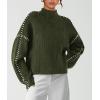 imagePRETTYGARDEN Womens Chunky Knit Sweaters 2025 Fall Long Sleeve Mock Neck Oversized Pullover Tops Winter Fashion ClothesArmy Green
