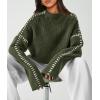 imagePRETTYGARDEN Womens Chunky Knit Sweaters 2025 Fall Long Sleeve Mock Neck Oversized Pullover Tops Winter Fashion ClothesArmy Green