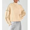 imagePRETTYGARDEN Womens Chunky Knit Sweaters 2025 Fall Long Sleeve Mock Neck Oversized Pullover Tops Winter Fashion ClothesBeige