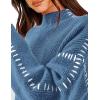 imagePRETTYGARDEN Womens Chunky Knit Sweaters 2025 Fall Long Sleeve Mock Neck Oversized Pullover Tops Winter Fashion ClothesBlue