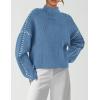 imagePRETTYGARDEN Womens Chunky Knit Sweaters 2025 Fall Long Sleeve Mock Neck Oversized Pullover Tops Winter Fashion ClothesBlue
