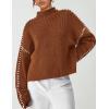 imagePRETTYGARDEN Womens Chunky Knit Sweaters 2025 Fall Long Sleeve Mock Neck Oversized Pullover Tops Winter Fashion ClothesCaramel