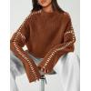 imagePRETTYGARDEN Womens Chunky Knit Sweaters 2025 Fall Long Sleeve Mock Neck Oversized Pullover Tops Winter Fashion ClothesCaramel