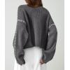 imagePRETTYGARDEN Womens Chunky Knit Sweaters 2025 Fall Long Sleeve Mock Neck Oversized Pullover Tops Winter Fashion ClothesGrey