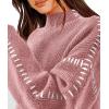 imagePRETTYGARDEN Womens Chunky Knit Sweaters 2025 Fall Long Sleeve Mock Neck Oversized Pullover Tops Winter Fashion ClothesGrey Pink
