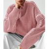 imagePRETTYGARDEN Womens Chunky Knit Sweaters 2025 Fall Long Sleeve Mock Neck Oversized Pullover Tops Winter Fashion ClothesGrey Pink