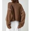 imagePRETTYGARDEN Womens Chunky Knit Sweaters 2025 Fall Long Sleeve Mock Neck Oversized Pullover Tops Winter Fashion ClothesKhaki