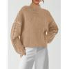 imagePRETTYGARDEN Womens Chunky Knit Sweaters 2025 Fall Long Sleeve Mock Neck Oversized Pullover Tops Winter Fashion ClothesLight Khaki