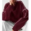 imagePRETTYGARDEN Womens Chunky Knit Sweaters 2025 Fall Long Sleeve Mock Neck Oversized Pullover Tops Winter Fashion ClothesWine Red