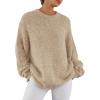 imagePRETTYGARDEN Womens Fall Long Sleeve Sweater Crew Neck Fuzzy Loose Fit Chunky Knit Oversized Pullover Sweaters Going Out TopsApricot
