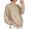 imagePRETTYGARDEN Womens Fall Long Sleeve Sweater Crew Neck Fuzzy Loose Fit Chunky Knit Oversized Pullover Sweaters Going Out TopsApricot