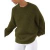 imagePRETTYGARDEN Womens Fall Long Sleeve Sweater Crew Neck Fuzzy Loose Fit Chunky Knit Oversized Pullover Sweaters Going Out TopsArmy Green